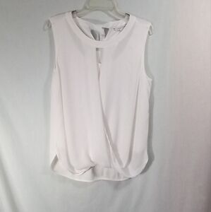 41 Hawthorn White Faux Wrap Sleeveless Top Size L
